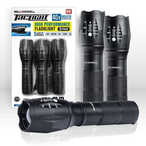 Bell + Howell TacLight High Performance Flashlight, 3 count