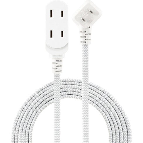 cordinate Basic 3-Outlet Polarized Extension Cord - White, 15 ft