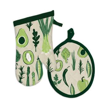MUkitchen 100% Cotton Terry-Lined 13"x7" Oven Mitt - Chiffon