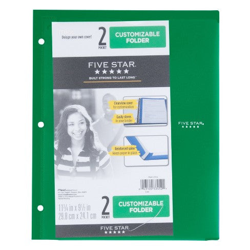 Five Star Customizable Plastic Folder, Assorted Colors