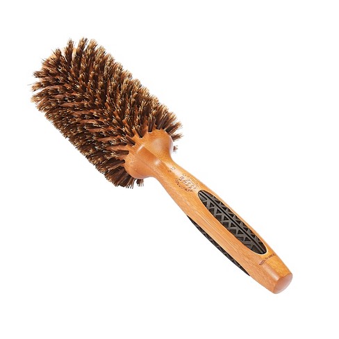 BASS Brushes Straighten & Curl Hair Brush With Natural Boar Bristles And Premium Bamboo Handle - Small Round Brush