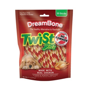 DreamBone Twist Sticks with Chicken Dog Treats, 50 pack