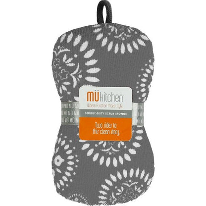 MUkitchen Durable Microfiber Sponge with Scrubber - Medallion Gray