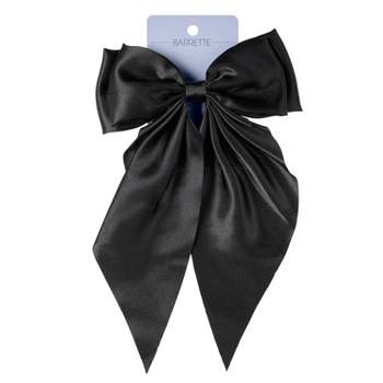 scünci All Day Hold Satin Bow Barrette - Black