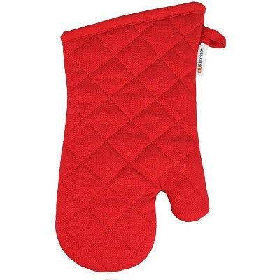 MUkitchen 100% Cotton Terry-Lined 9"x9" Potholder - Crimson