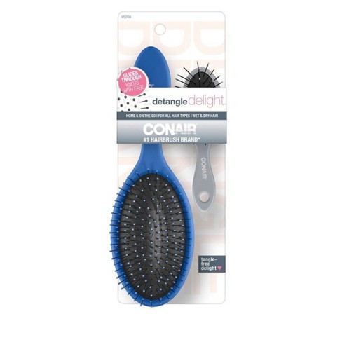CONAIR Detangle Delight Cushion and Mini Cushion Value Pack Hair Brushes, 2 count