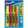 Avery Hi-Liter Fluorescent Desk Style Highlighters - Assorted, 4 count