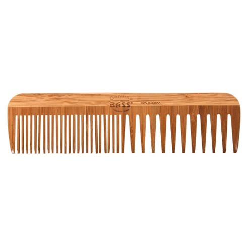 BASS Brushes Premium Bamboo Grooming Comb - Wide & Fine Tooth Style