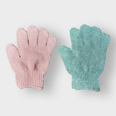 SJ Spa Exfoliating Bath & Shower Gloves - Mint, 2 count