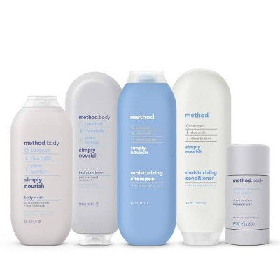 Method Simply Nourish Moisturizing Shampoo - Sulfate & Silicone Free - Travel Size, 3.4 oz