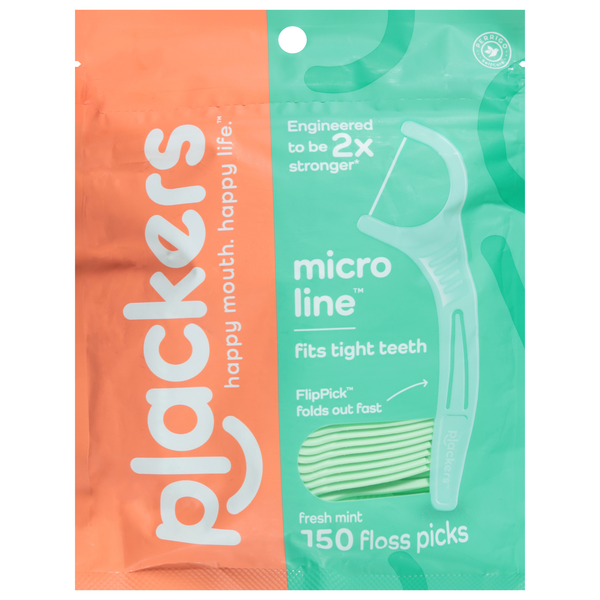 Plackers Micro Line Floss Picks Fresh Mint 36 Count(6in)