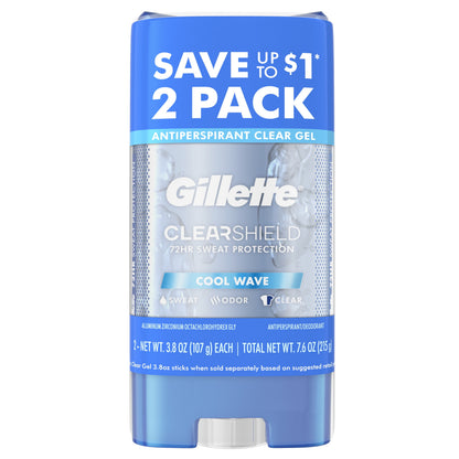 Gillette Clear Shield Clear Gel Antiperspirant / Deodorant - Cool Wave, 0.5 Oz