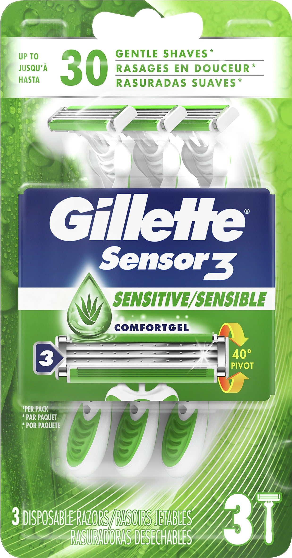 Gillette Sensor3 Sensitive Men's Disposable Razor, 1 count