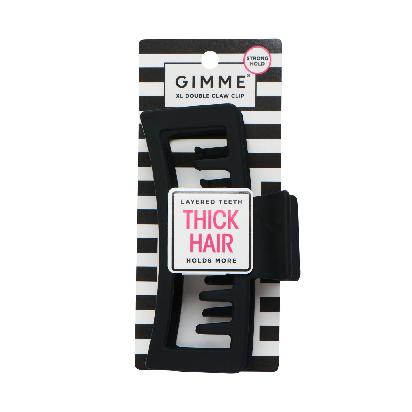 GIMME Thick Hair Extra Large Rectangle Double Teeth Claw Clip - Black, 1 count