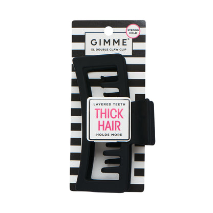 GIMME Thick Hair Extra Large Rectangle Double Teeth Claw Clip - Black, 1 count
