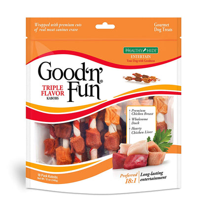 Good 'n' Fun Triple Flavored Rawhide Kabobs for Dogs, 36 count