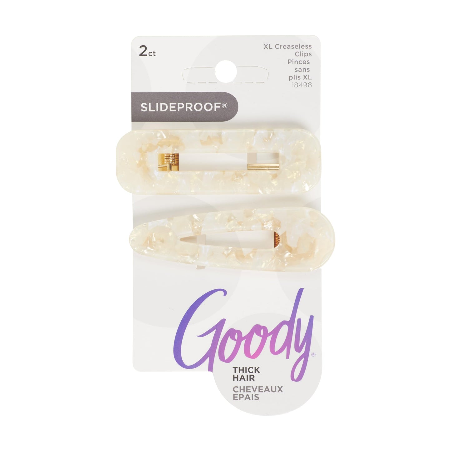 Goody Slideproof Resin Hinge Hair Clips - Cream, 2 count