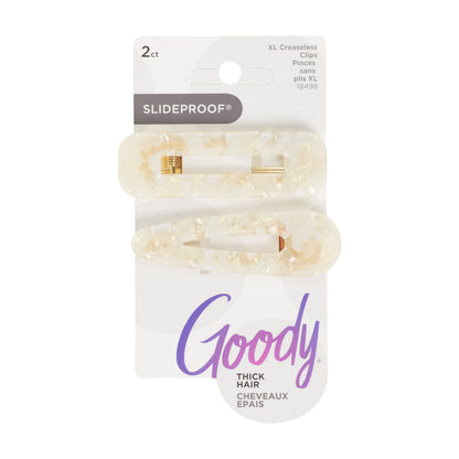 Goody Slideproof Resin Hinge Hair Clips - Cream, 2 count