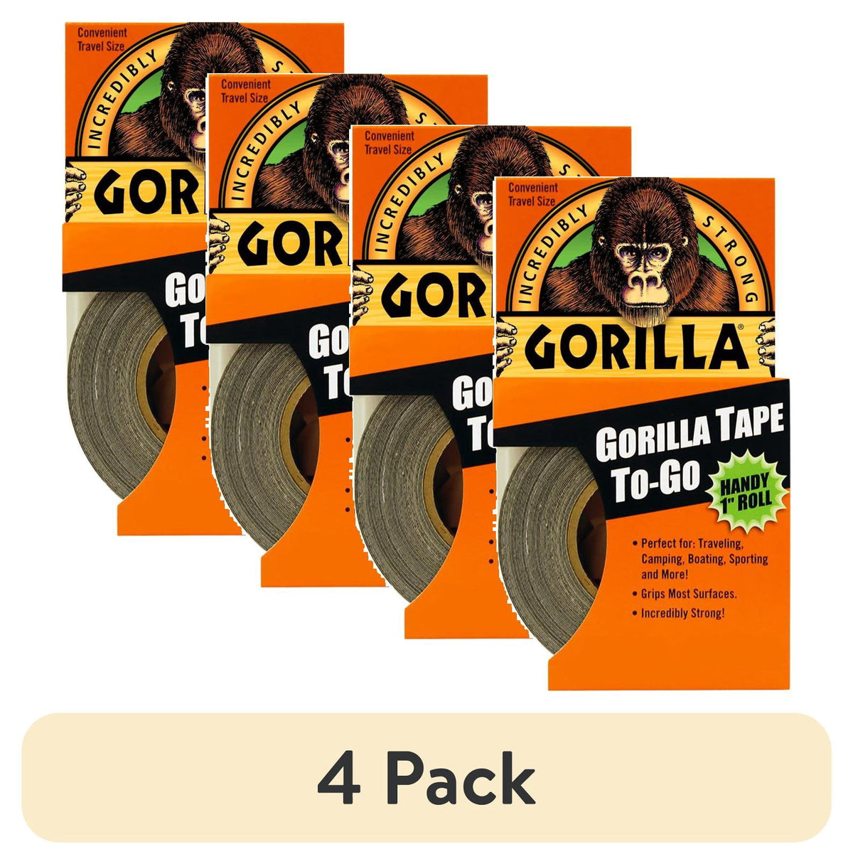 Gorilla Black Tape To-Go Handy Roll  1 in x 10 Yard Roll