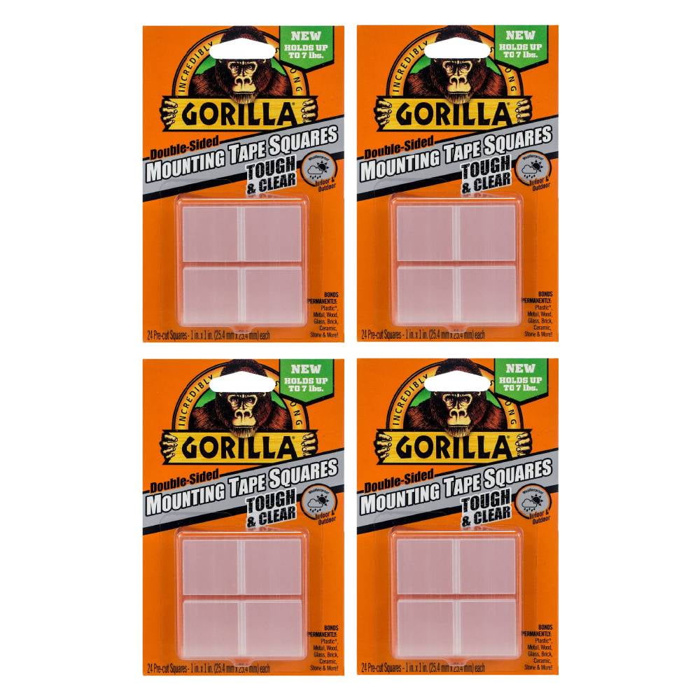 Gorilla Glue Tough & Clear Mounting Tape Squares, 24 pack