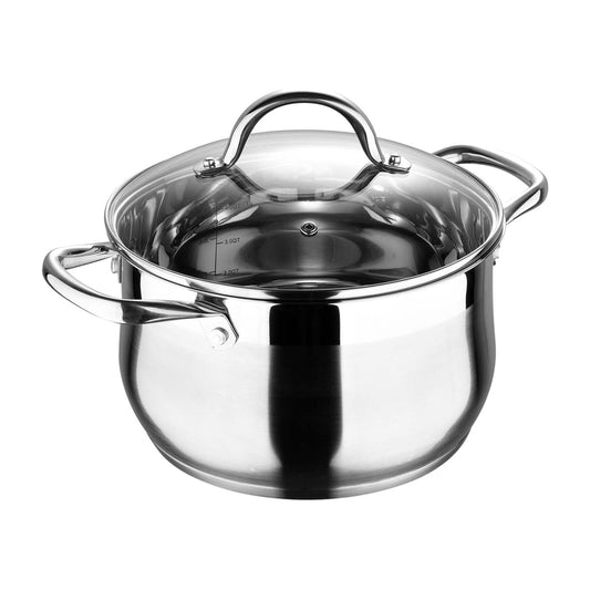 Bene Casa Stainless Steel Dutch Oven with Glass Lid, 5 Quart