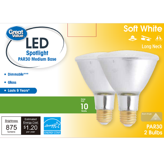 GE Lighting LED Basic Daylight Indoor Floodlight Bulb 65 Watt Replacement, 2 Pack