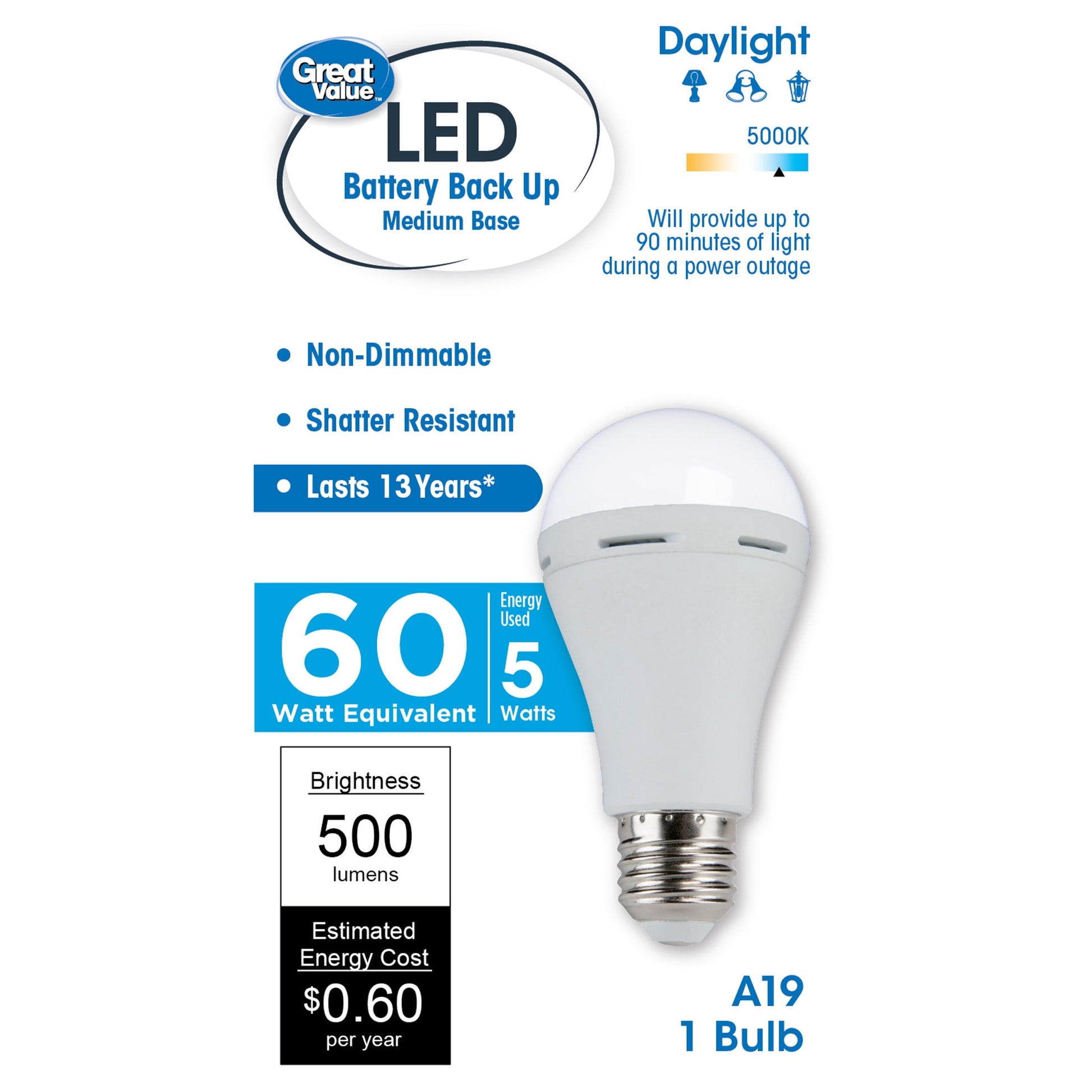 GE Lighting LED Light Bulb, Decorative, 60 W Equivalent, Medium (E26) Lamp Base, Dimmable, Soft White Light, 2 Pack