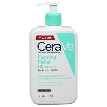 CeraVe Foaming Facial Cleanser for Normal to Oily Skin, 16 oz