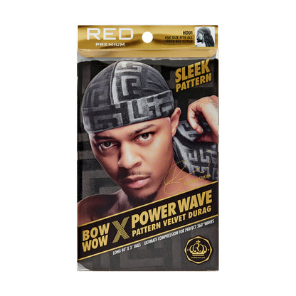 Kiss Red Durag Bow Wow Power Wave Velvet Black (3in)