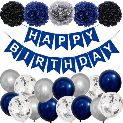Unique 14" Foil Letter "Happy Birthday" Balloon Banner Kit - Stunning Silver