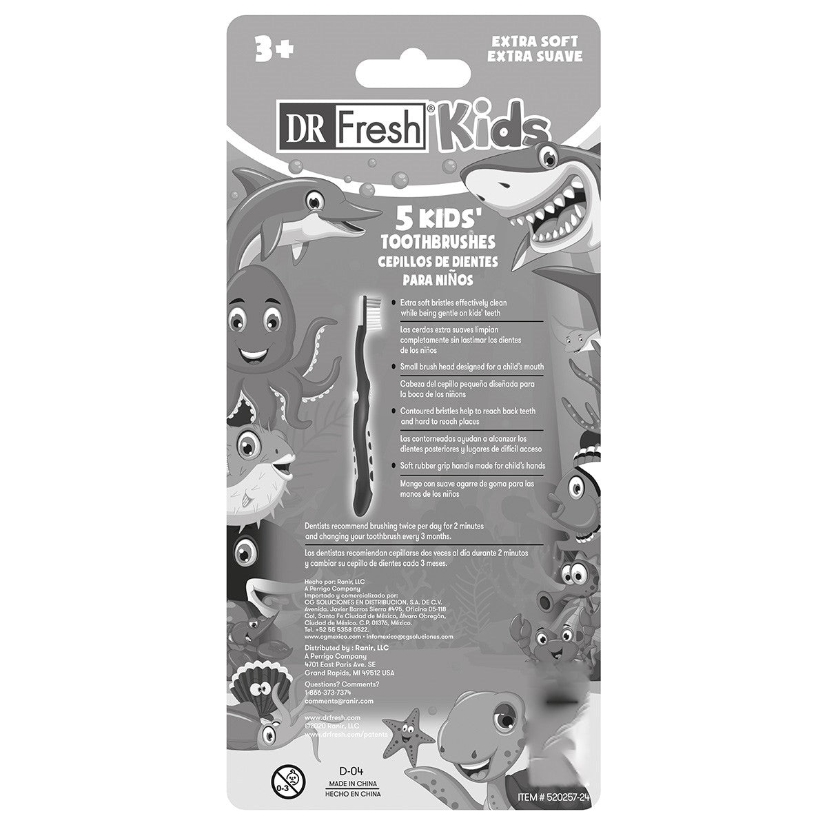 Dr. Fresh Kids Toothbrush Extra Soft 5 Count (6in)