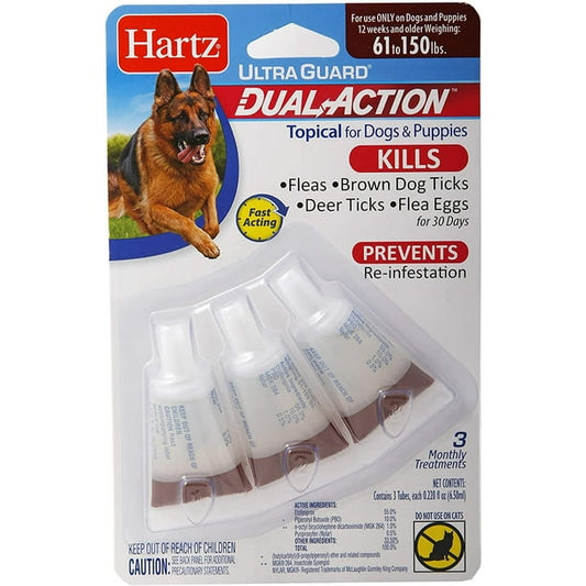 Hartz UltraGuard Dual Action Topical Flea & Tick Treatment for Dogs and Puppies - 15-30 lbs, 3 Monthly Treatments