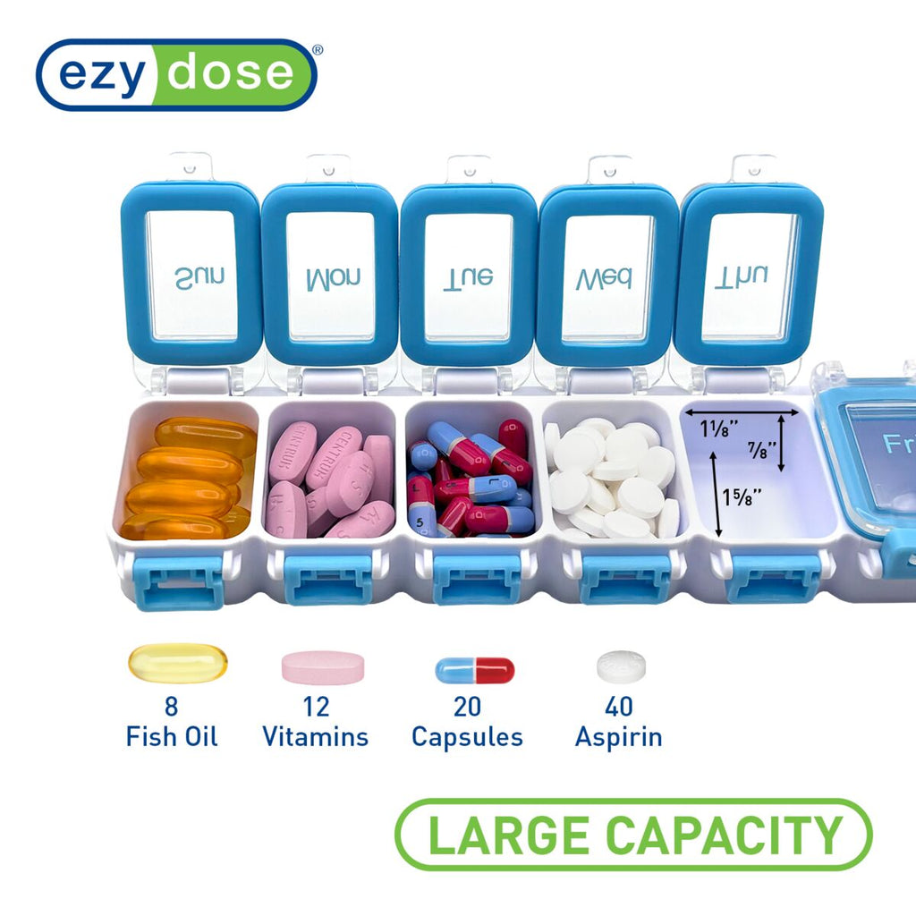 EQUADOSE Weekly Waterproof Pill Organizer, Assorted