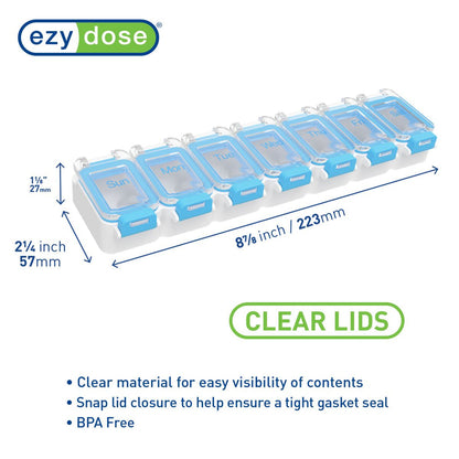 EQUADOSE Weekly Waterproof Pill Organizer, Assorted