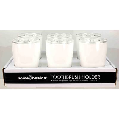 Home Basics Plastic Toothbrush Holder - White