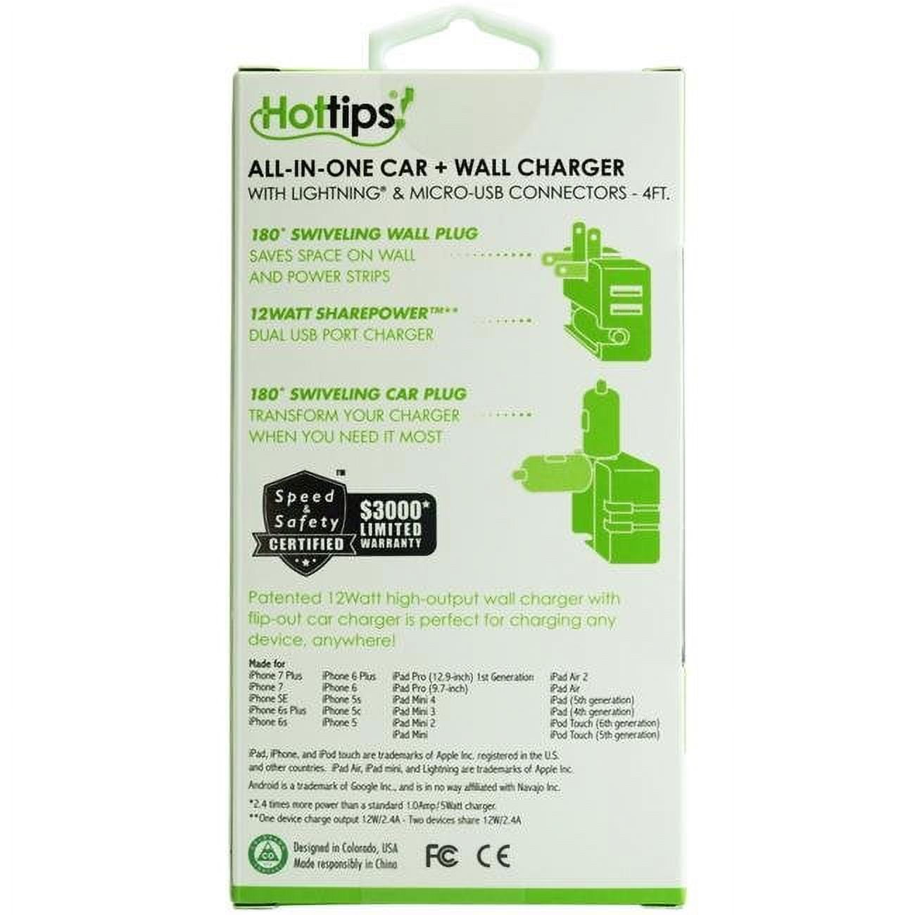 HOTTIPS 2.4A WALL CHGR 12WATT