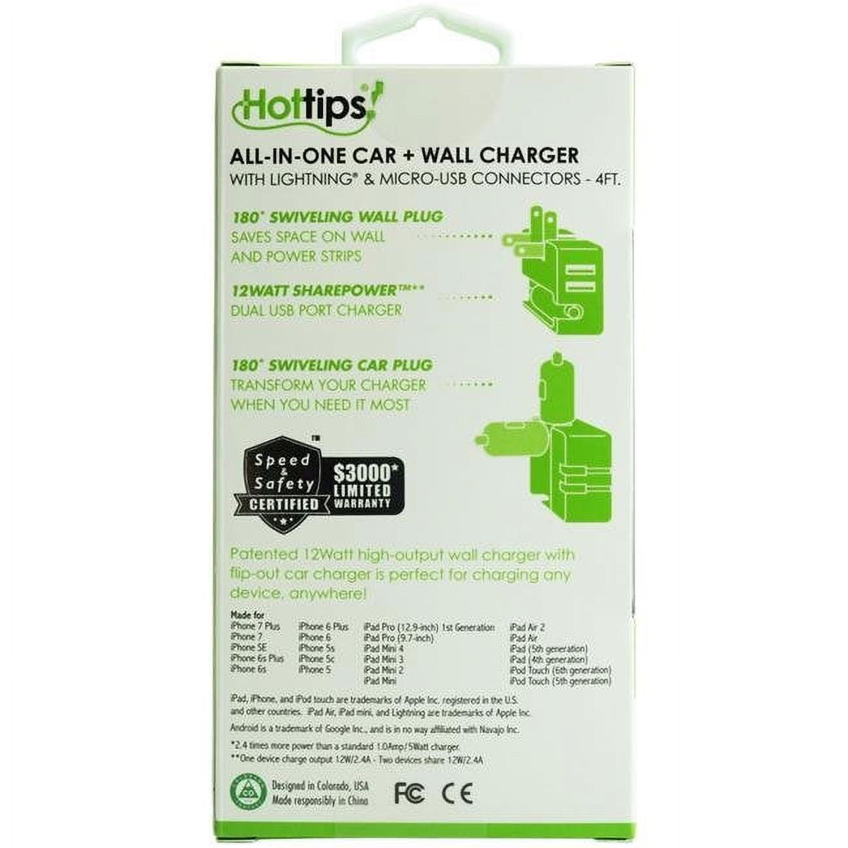 HOTTIPS 2.4A WALL CHGR 12WATT