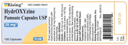 HYDROXYZINE PAM CP 25MG 100
