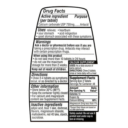 CALCIUM ANTACID CW 750MG 96 A/FRT