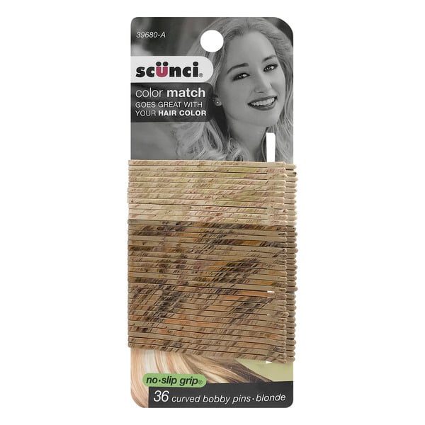 scünci No-Slip Grip Soft Touch Hair Bobby Pins - Black, 45 pieces