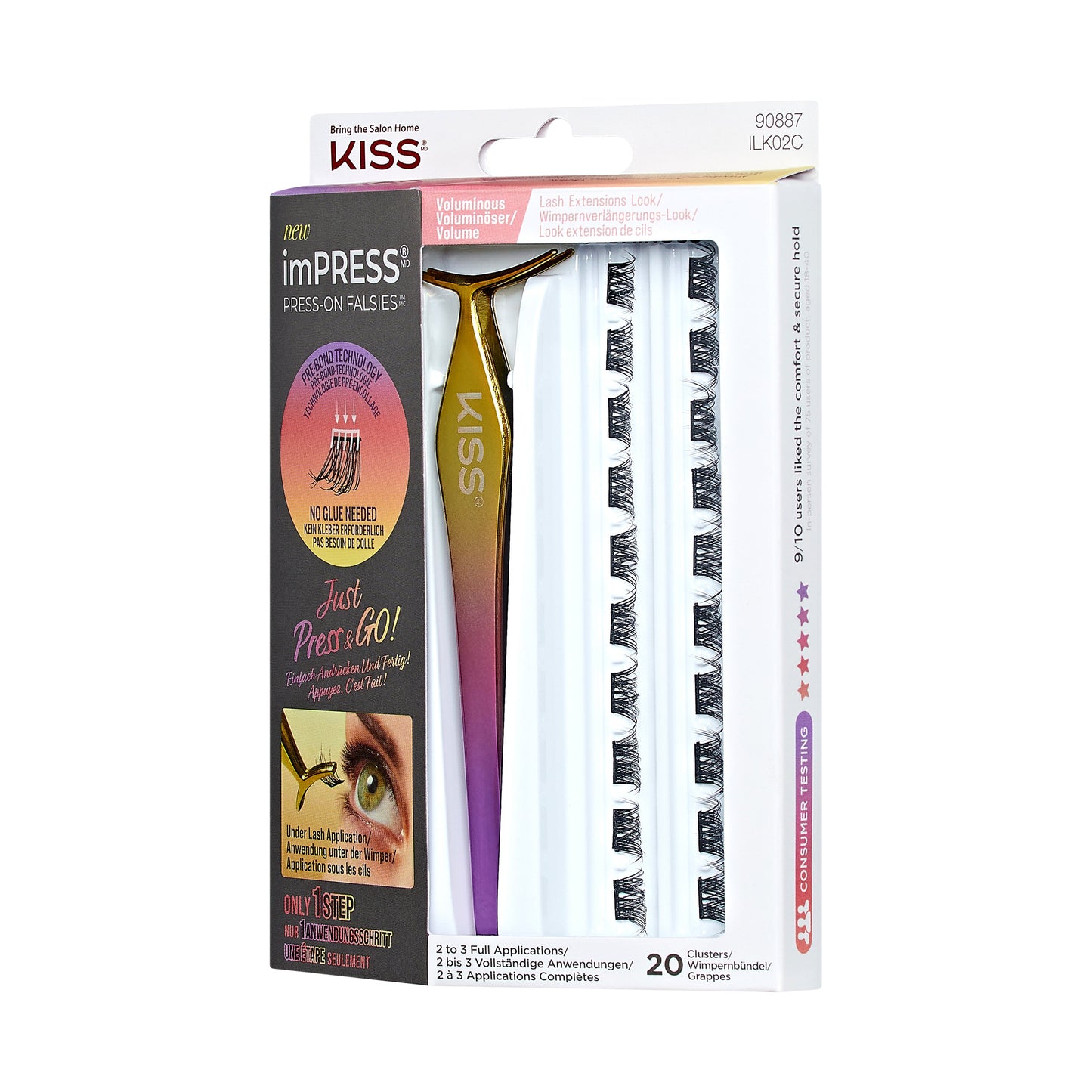 Kiss Lash Impress Press-On Falsies Voluminous 20 Clusters