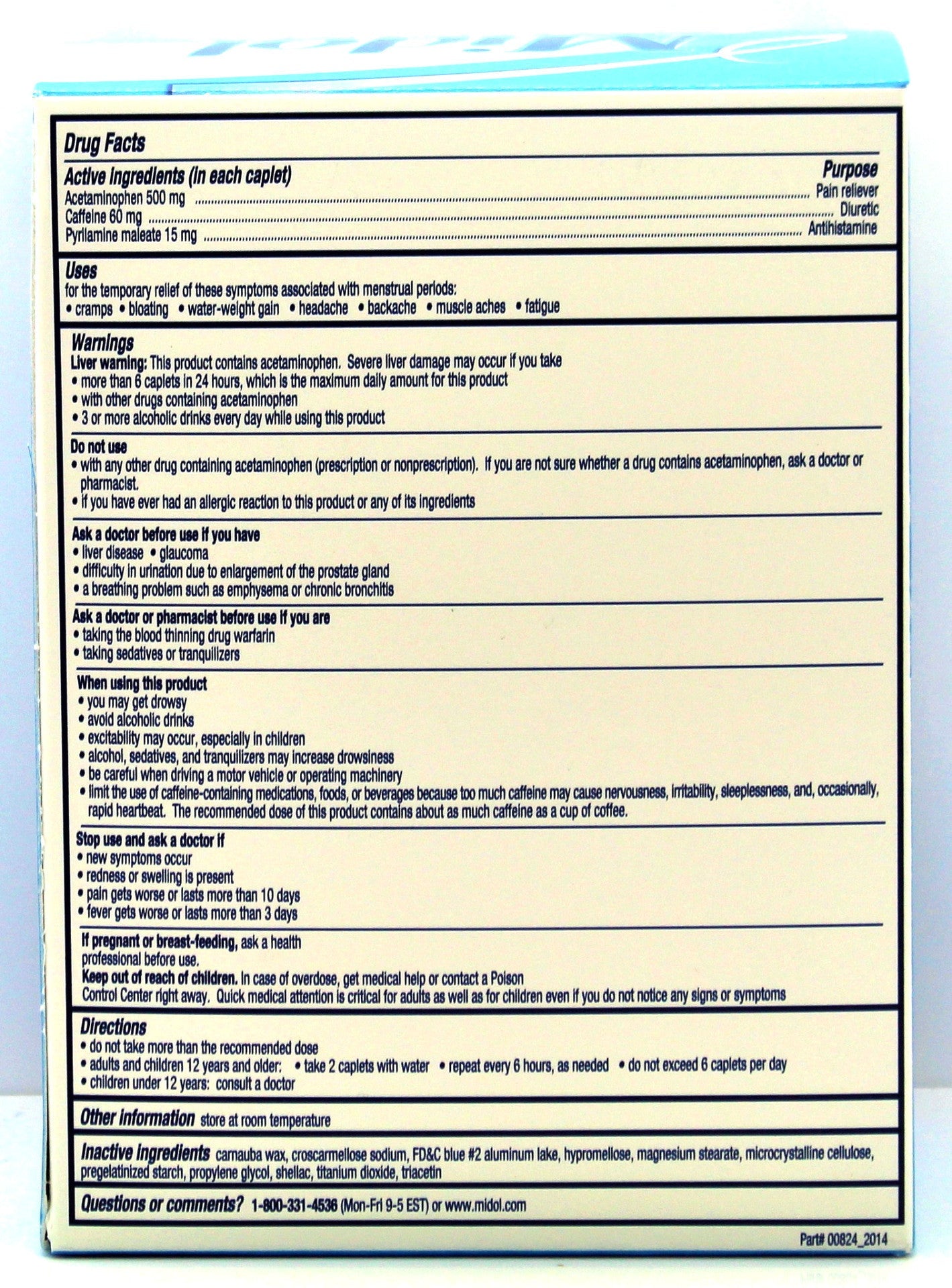 MIDOL TB 500-25MG 24 CPLT CFF