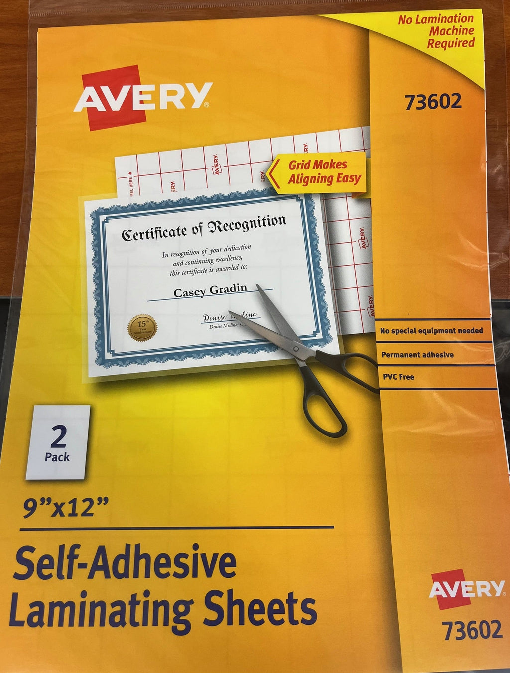 Avery Self-Adhesive Laminating Sheet, 9" x 12" - Clear, 2 count
