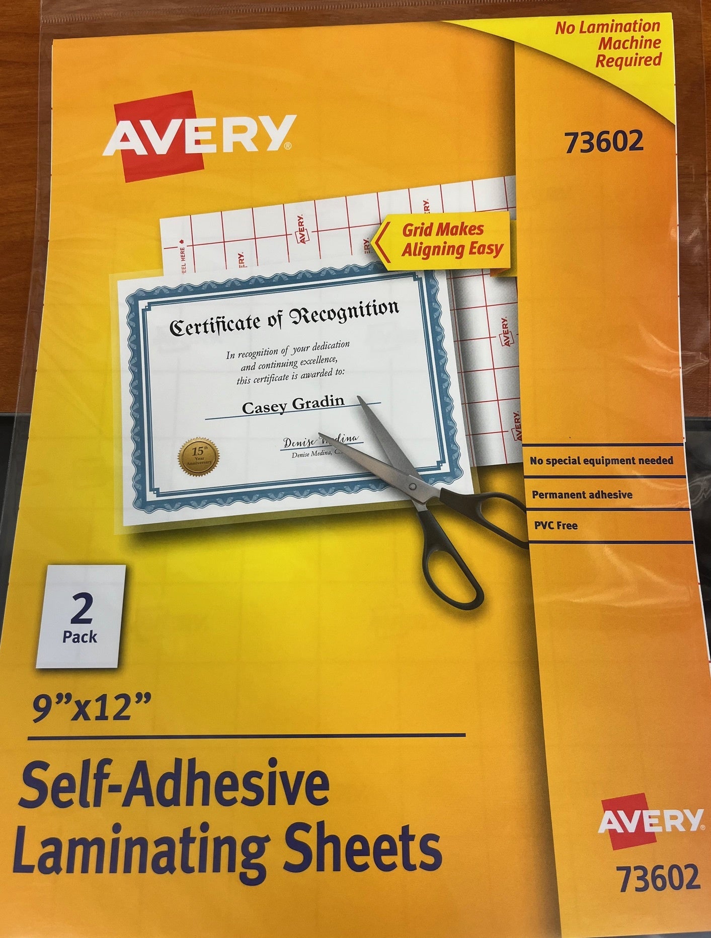 Avery Self-Adhesive Laminating Sheet, 9" x 12" - Clear, 2 count