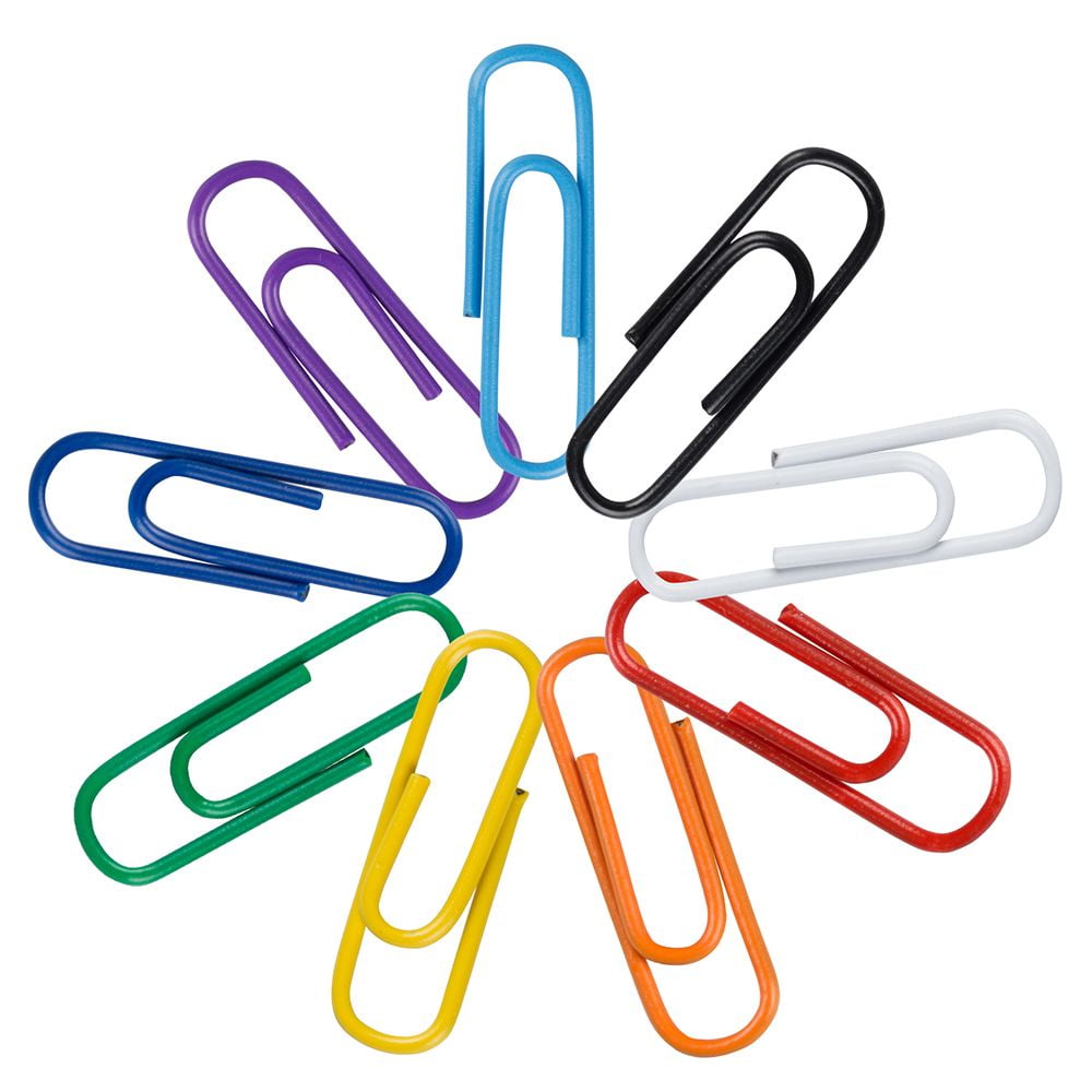 CLi Vinyl Coated Standard Paper Clips With Reusable Box - Assorted Brights, 150 count