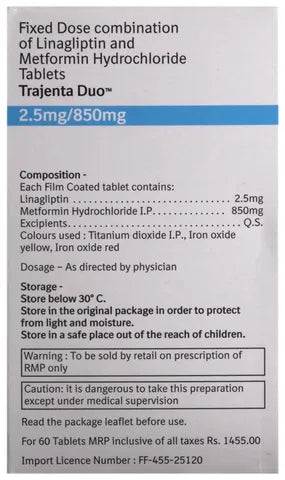 JENTADUETO TB 850-2.5MG 60