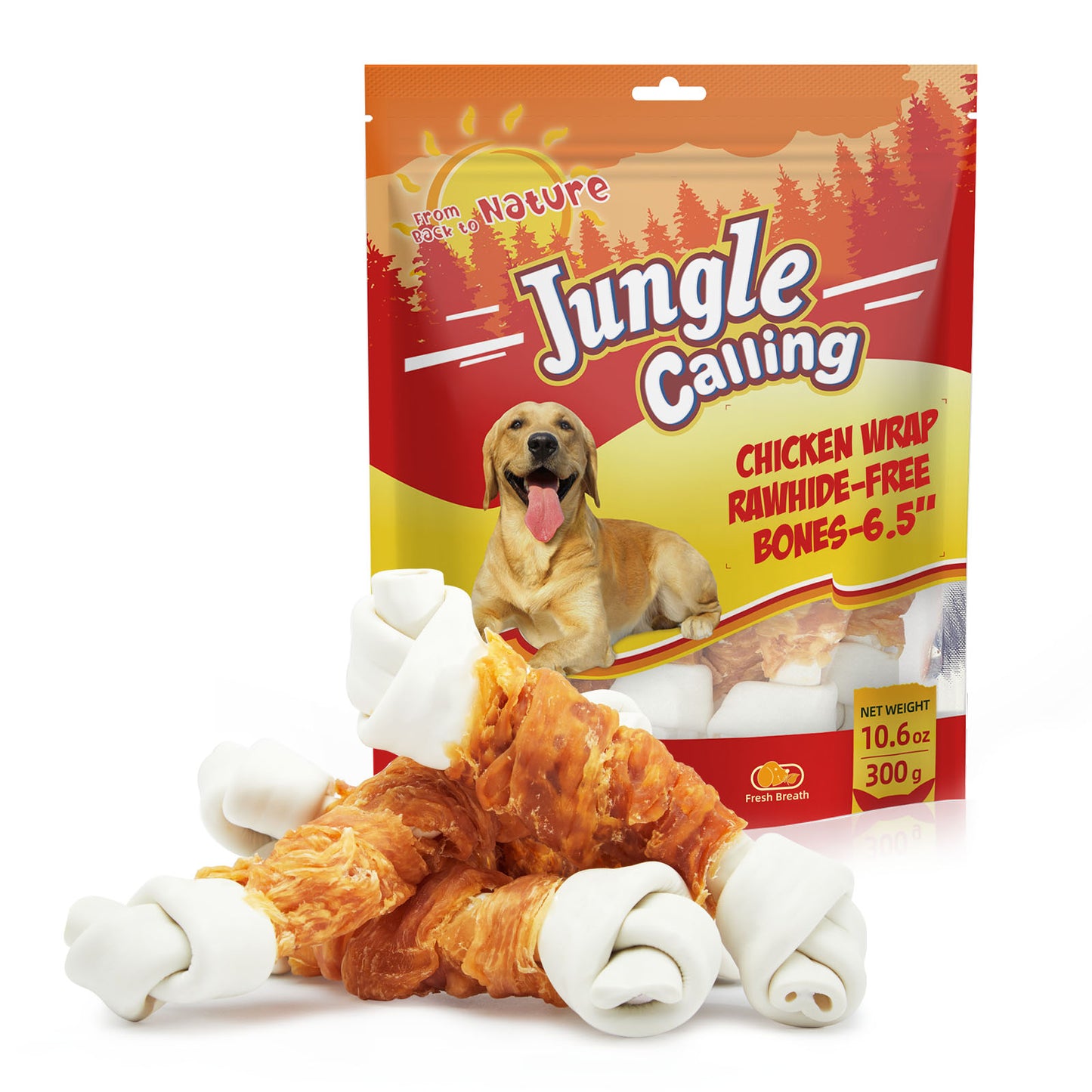 Paws Happy Life Rawhide Free Dog Combo Bones, Wrapped with Real Chicken, 6 count