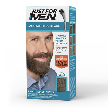 Just For Men Mustache & Beard Beard Coloring for Gray Hair - M-35 Medium Brown