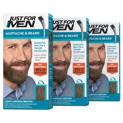 Just For Men Mustache & Beard Beard Coloring for Gray Hair - M-35 Medium Brown