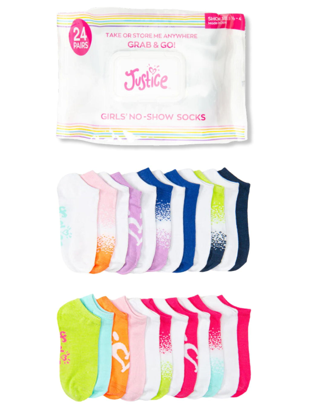 Pickle & Dot Girl's No Show Socks, 5 pack